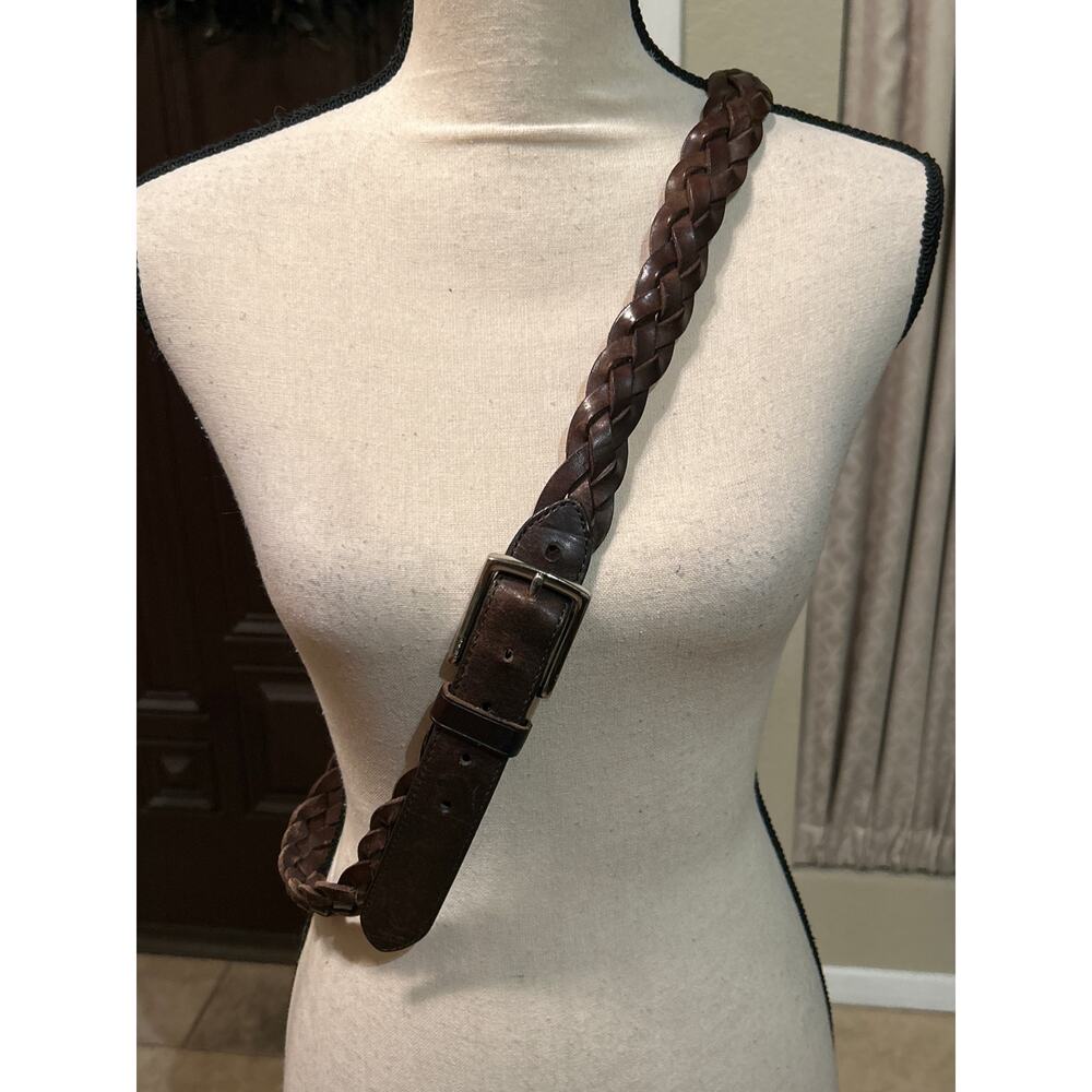 COACH Brown Leather Braided Belt